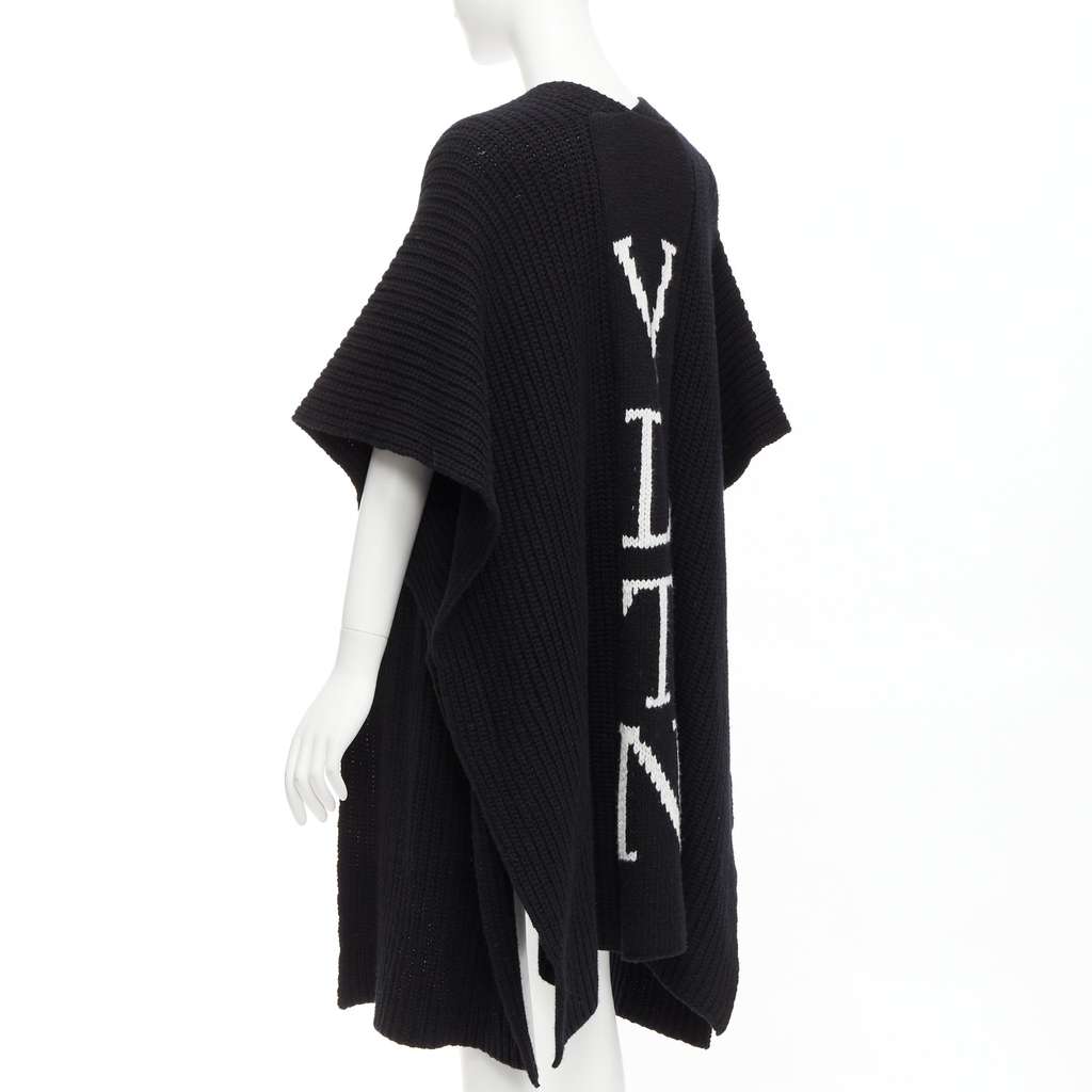 Valentino Garavani Logo Poncho Cardigan Black Wool Never worn - Box View