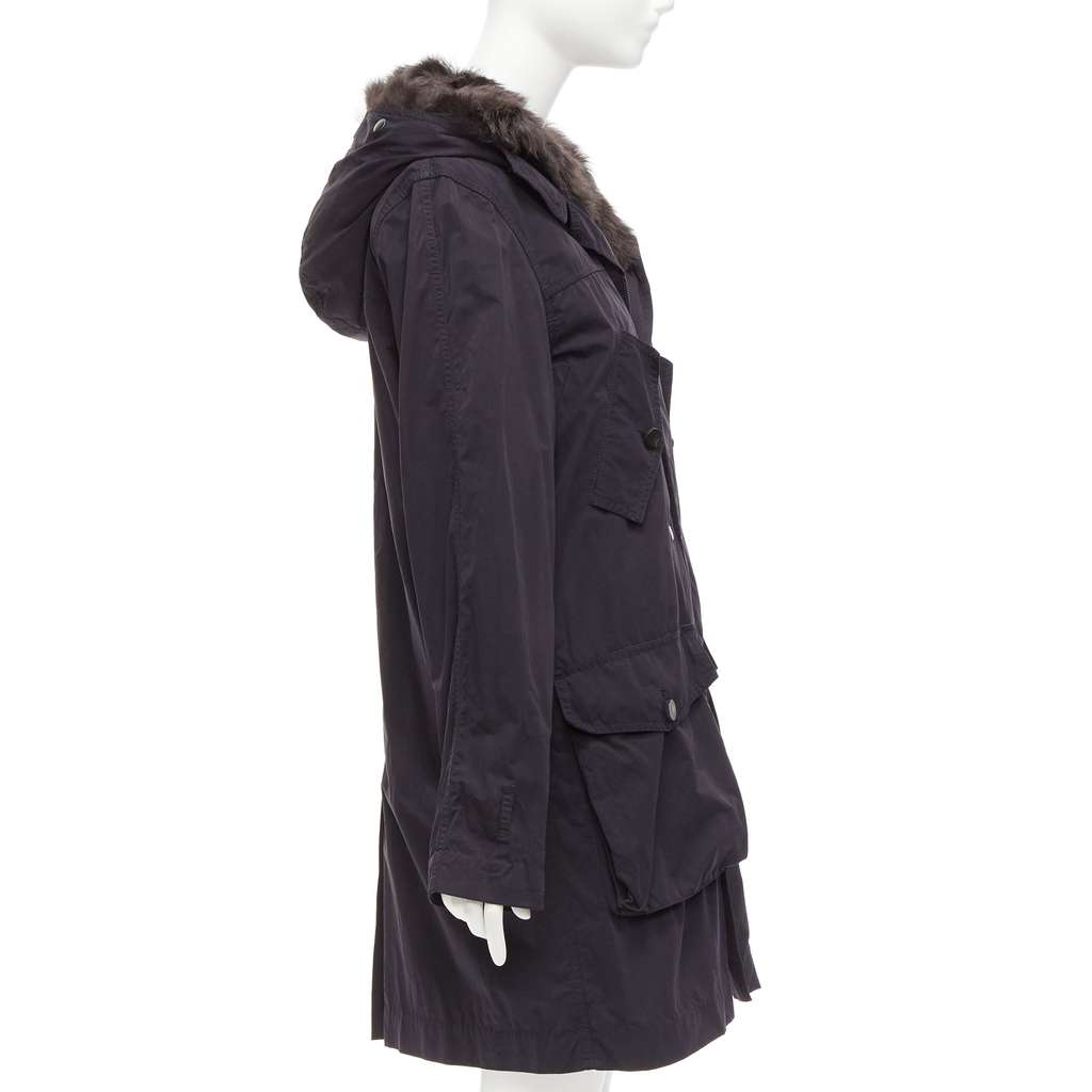 3.1 Phillip Lim Fur Lined Parka Coat Black Cotton Fair condition - Box View