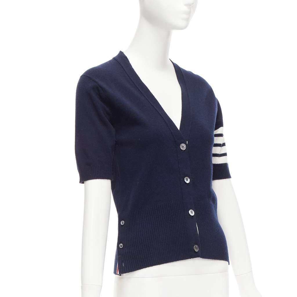 Thom Browne Button Side Cardigan Navy Cashmere Very good condition - Model View