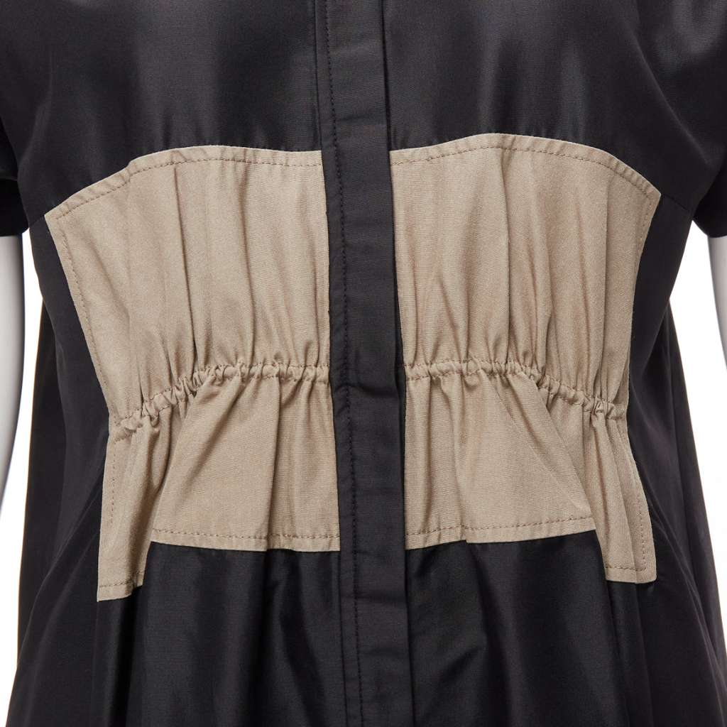 Balenciaga Colorblock Shirt Dress Black Silk Never worn - Back View