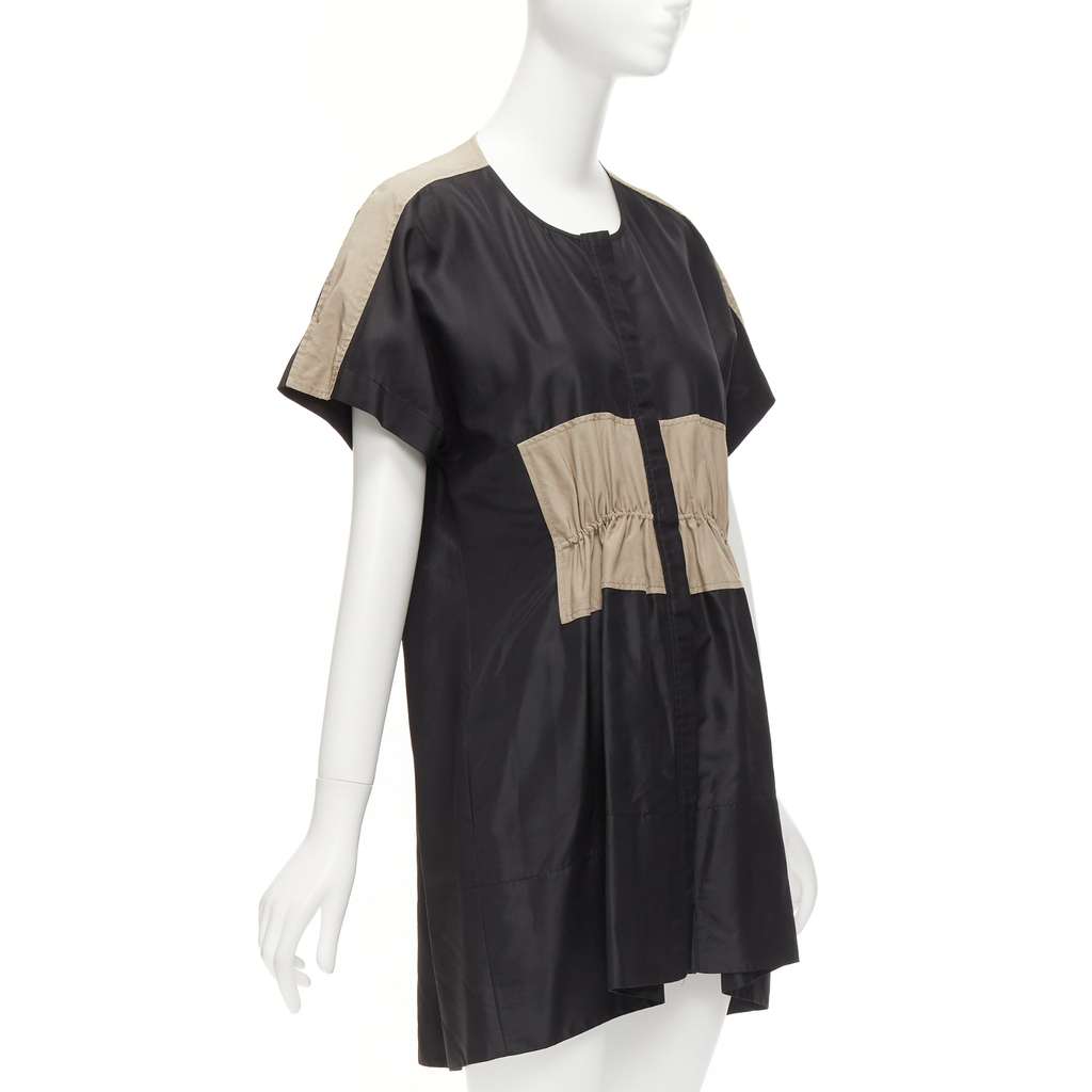 Balenciaga Colorblock Shirt Dress Black Silk Never worn - Inside View