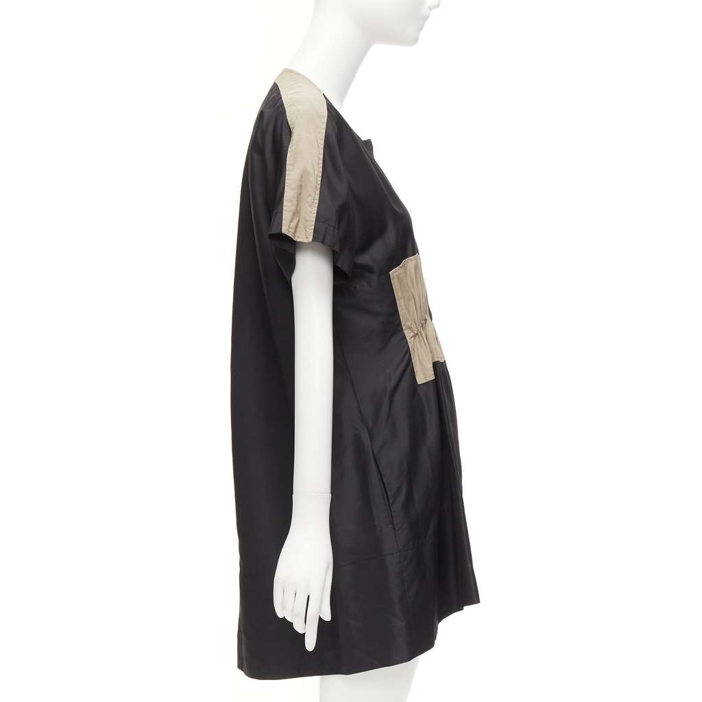 Balenciaga Colorblock Shirt Dress Black Silk Never worn - Model View