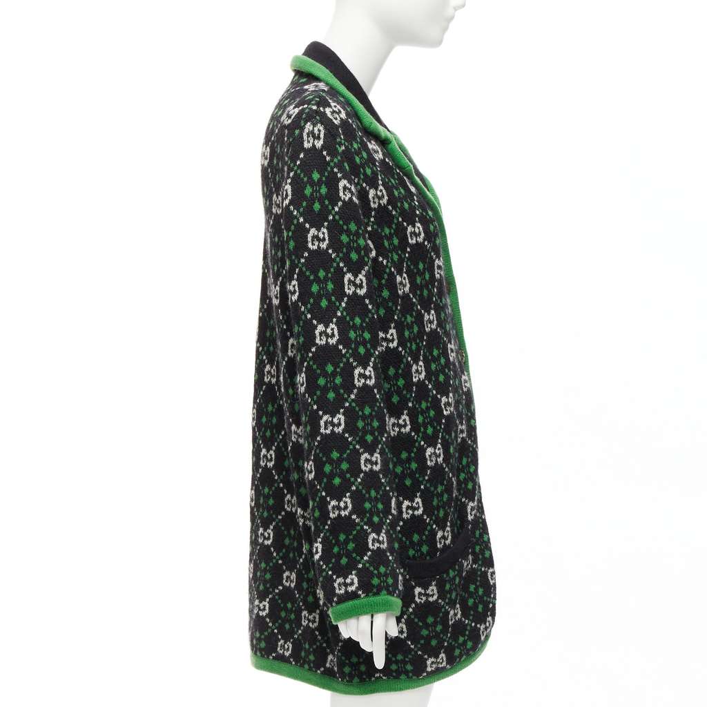 Gucci White GG Knit Coat Green Never worn - Box View