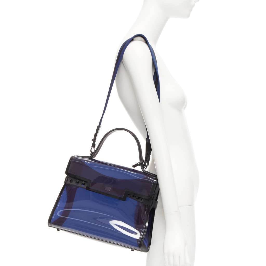Delvaux Tempete PVC Navy Plastic Fair condition - Back View