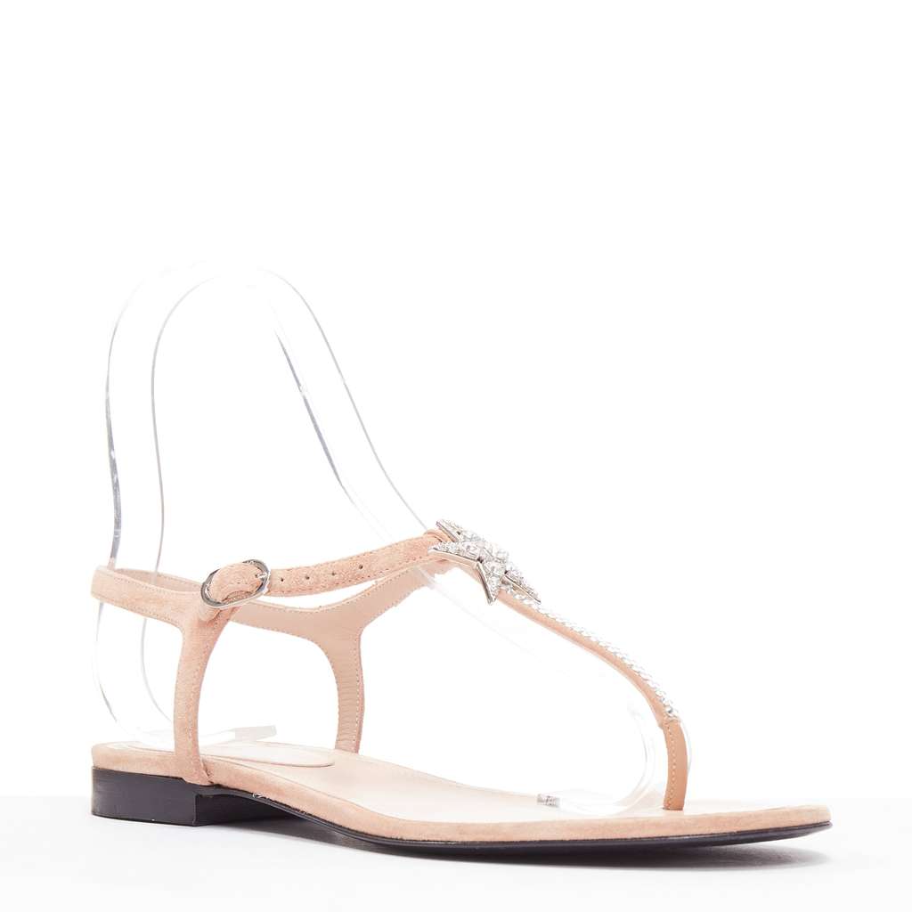 Chanel Star T-Strap Sandals Beige Suede Good condition - Inside View