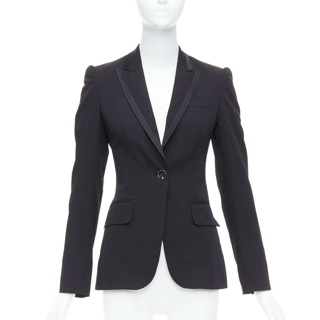 Stella McCartney Peak Collar Blazer Black Wool Never worn - Front View