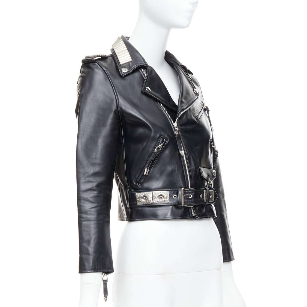 Toga Archives Charm Zip Biker Black Leather Good - Inside View