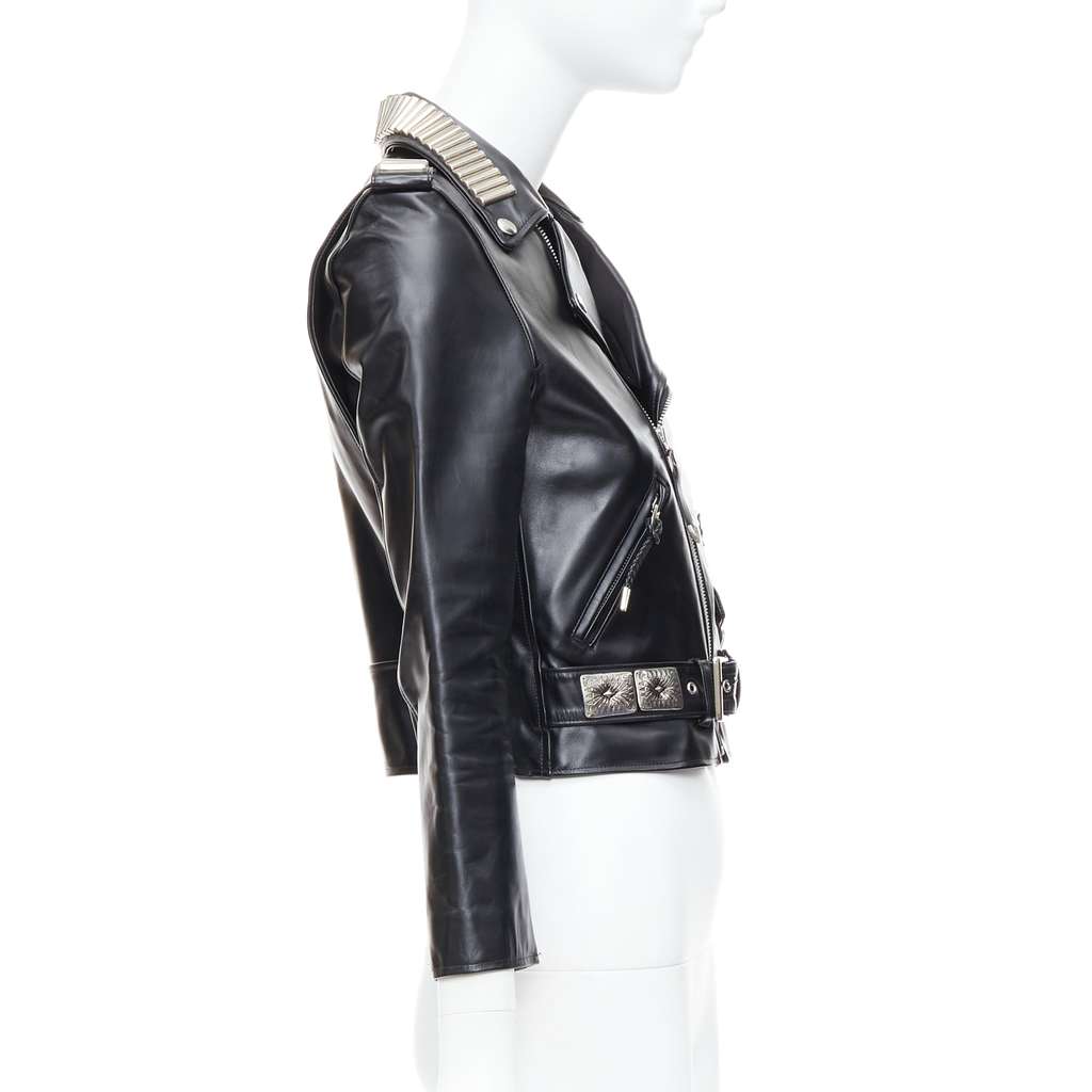 Toga Archives Charm Zip Biker Black Leather Good - Model View