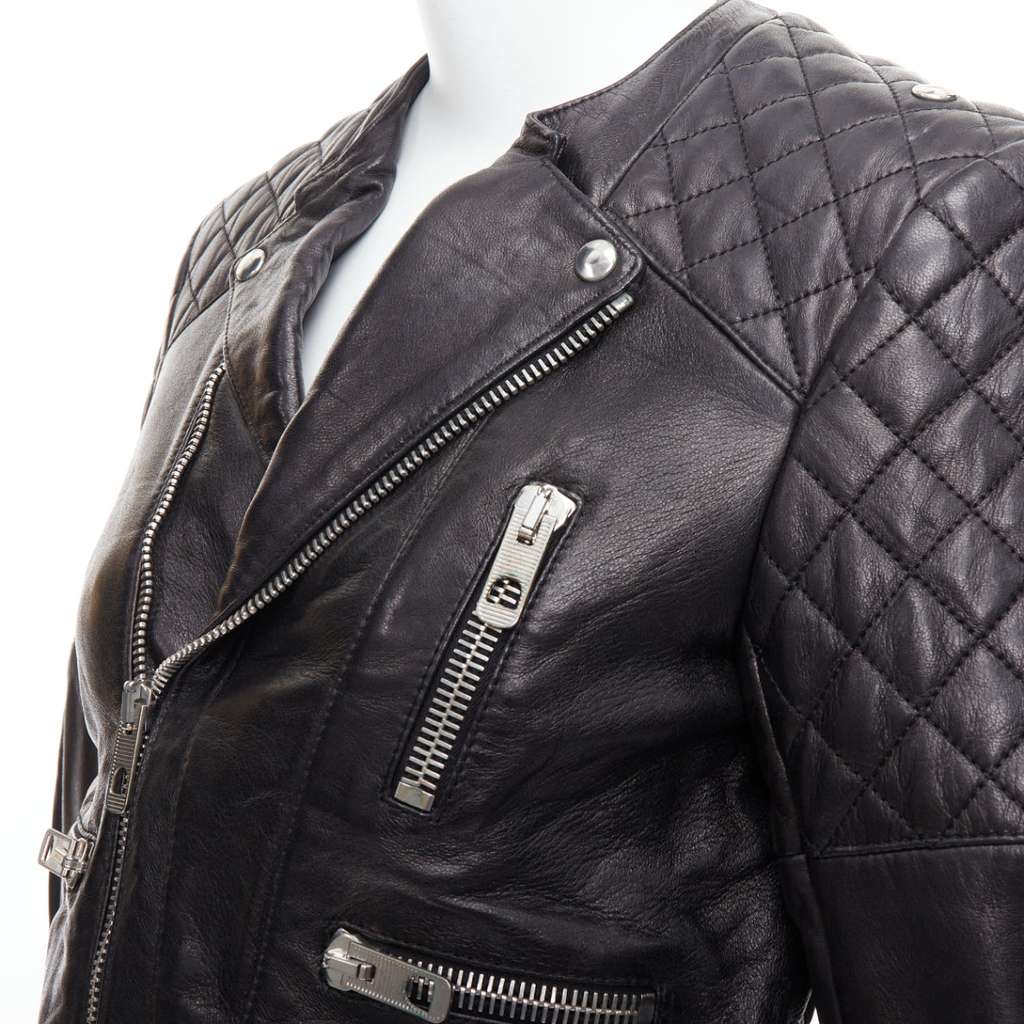 Balenciaga Quilted Moto Jacket Black Leather Good - Back View