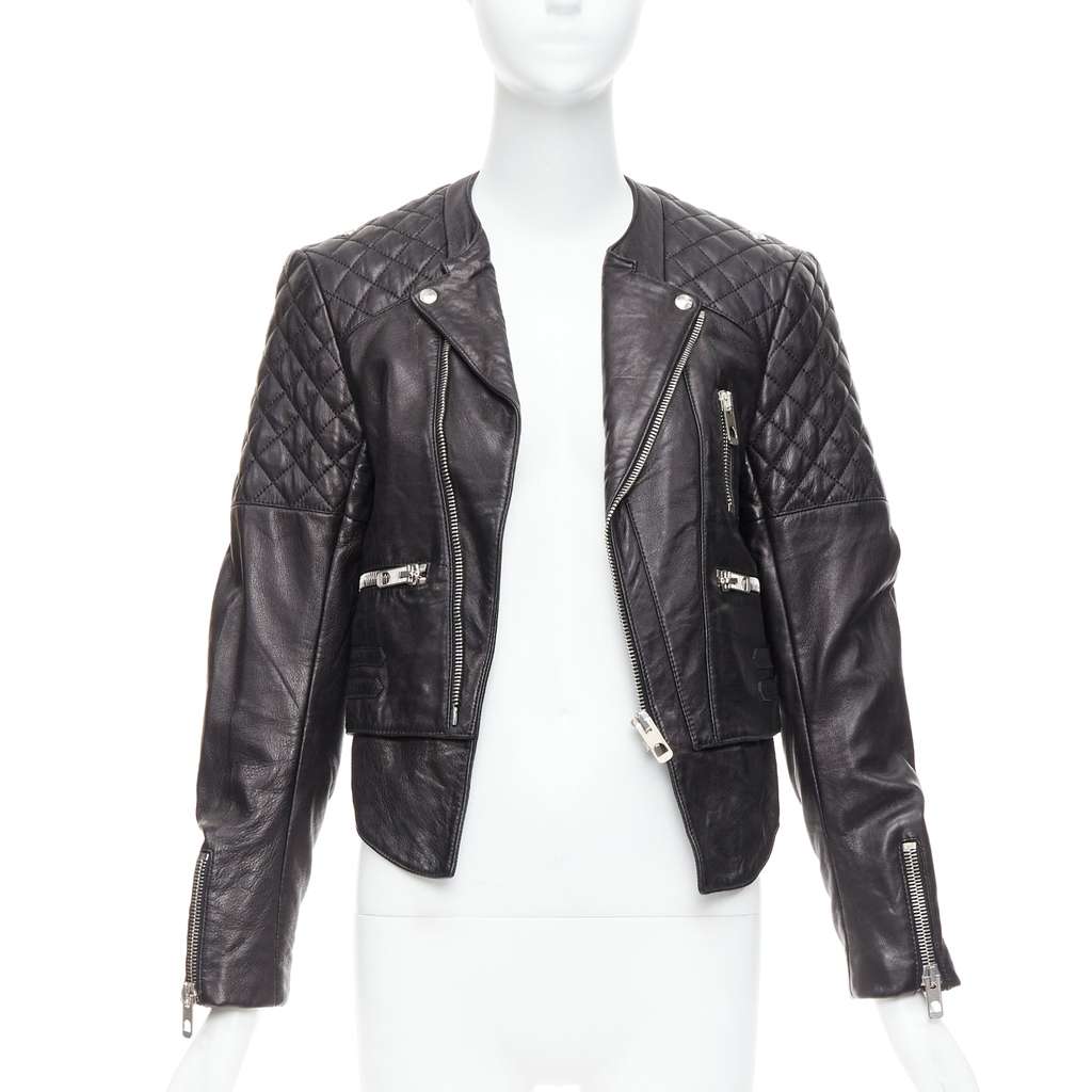 Balenciaga Quilted Moto Jacket Black Leather Good - Inside View