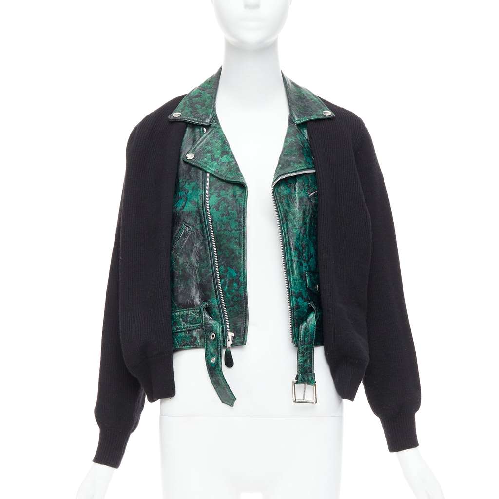 Toga Archives Biker Cardigan Green Leather Good - Inside View