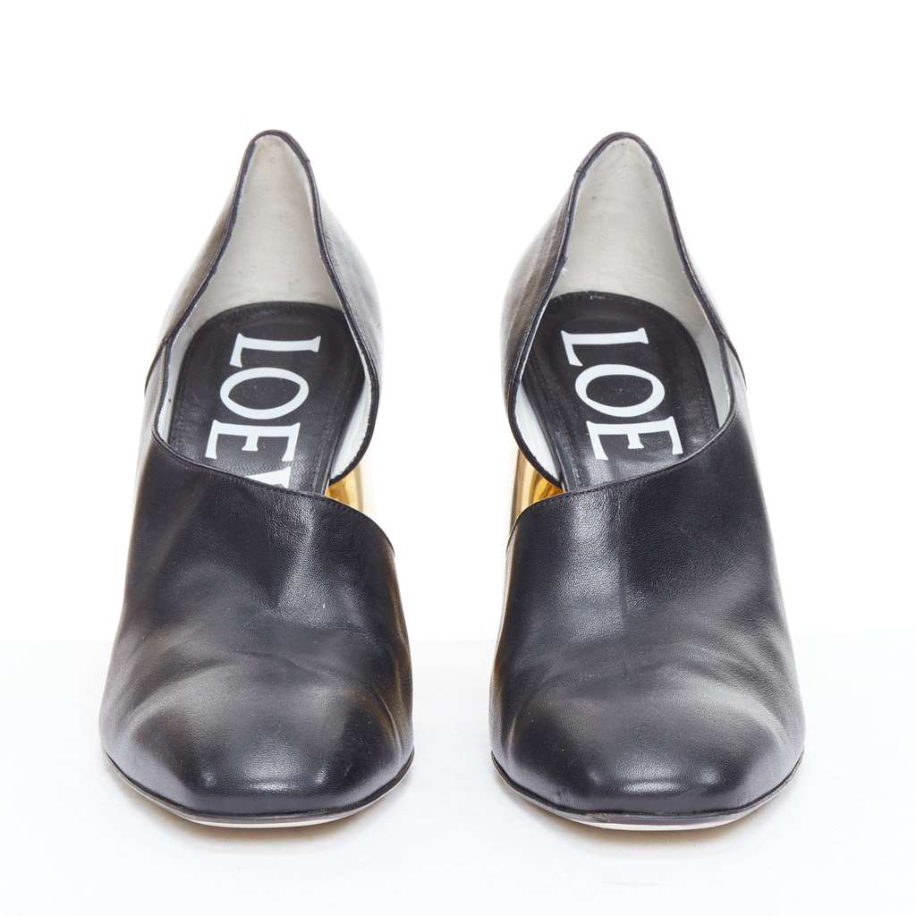 Loewe Curved Heel Shoes Black Leather Good - Inside View