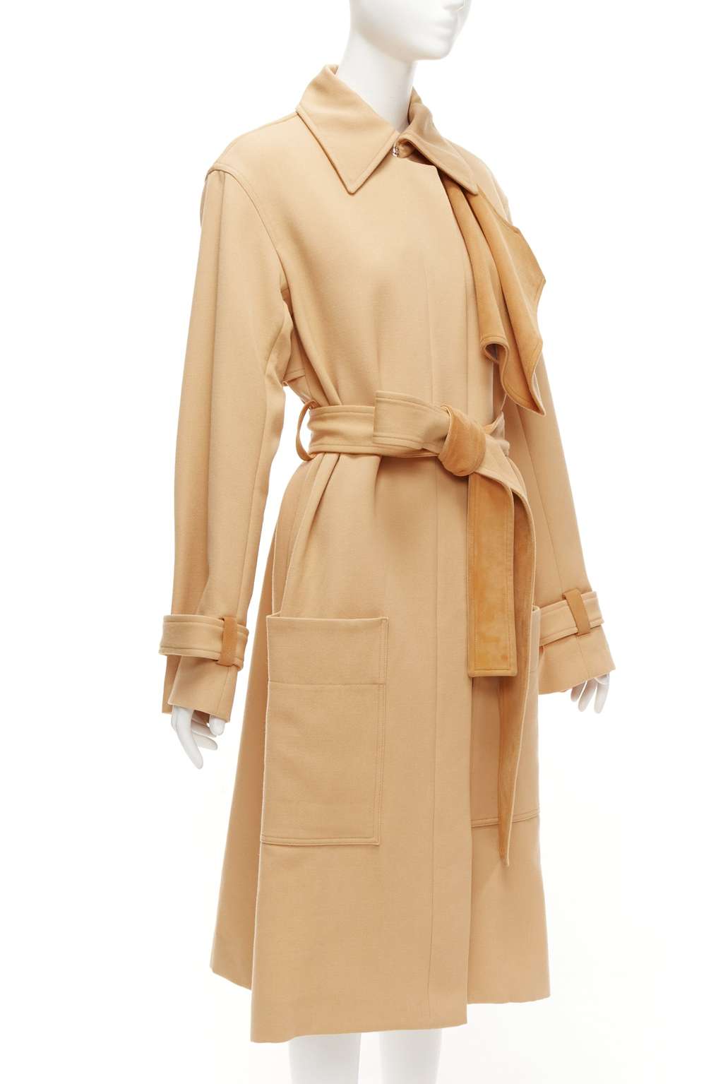 Celine Tan Deconstructed Trench Brown Wool Very good - Model View