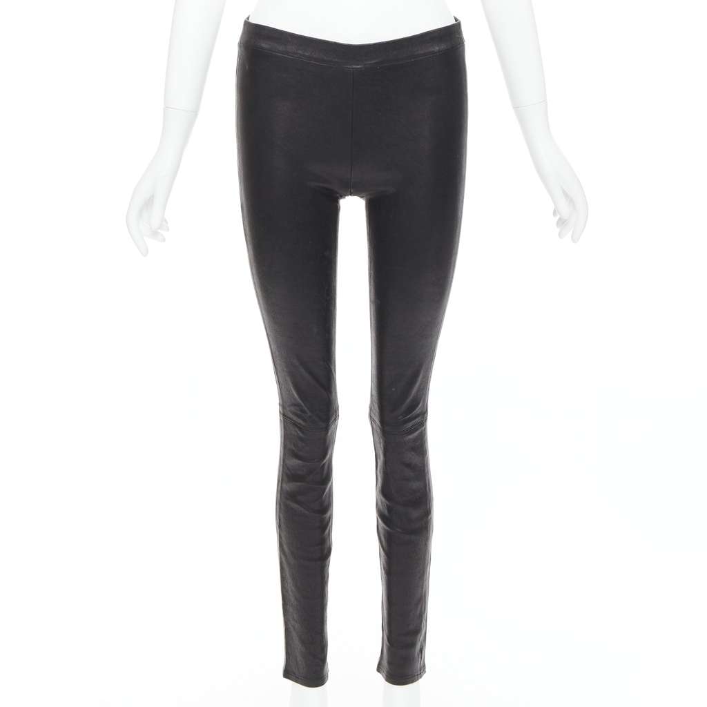 J Brand Pinstripe Crop Pants Black Leather Good - Front View