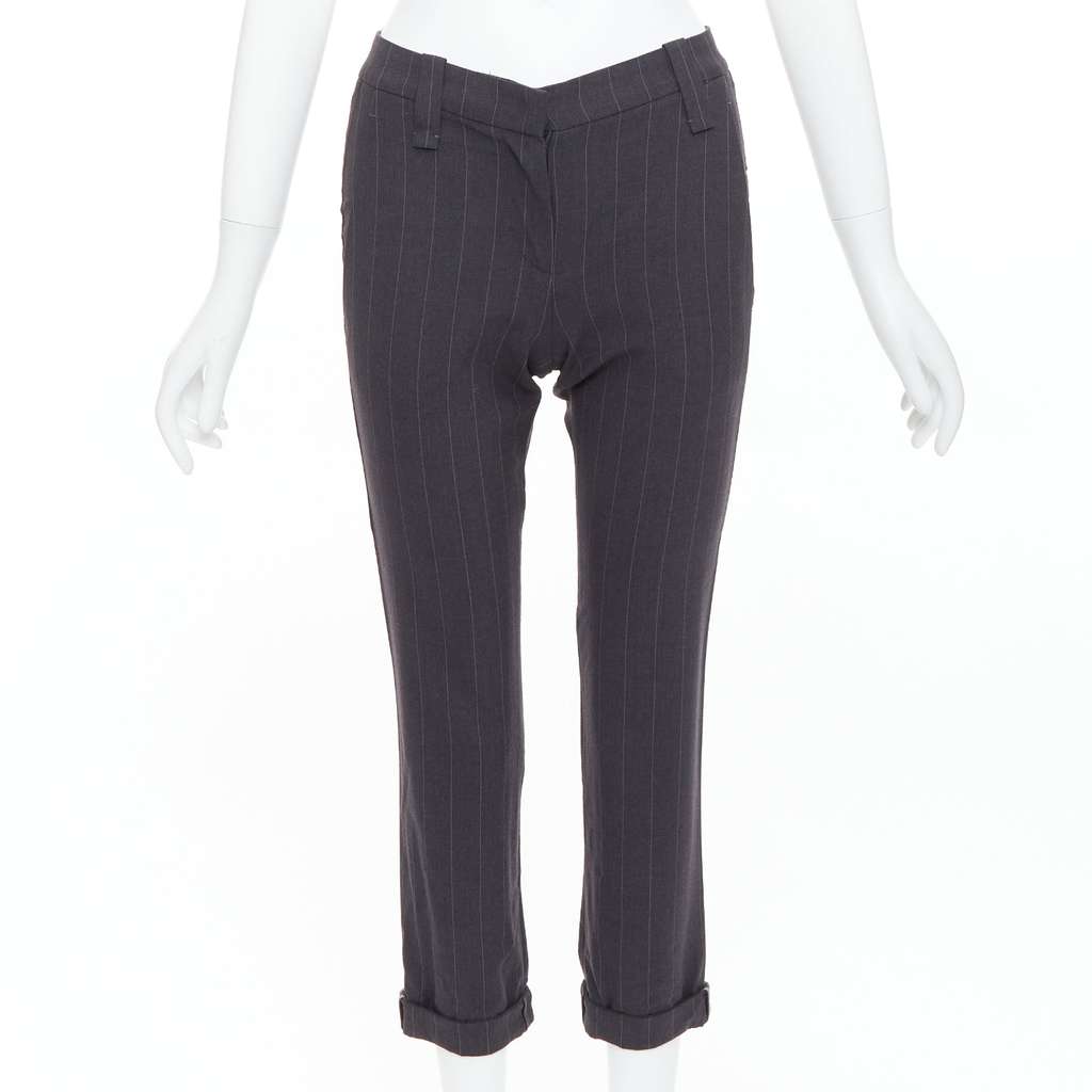 Brunello Cucinelli Twill Tapered Pants Grey Wool Very good - Front View