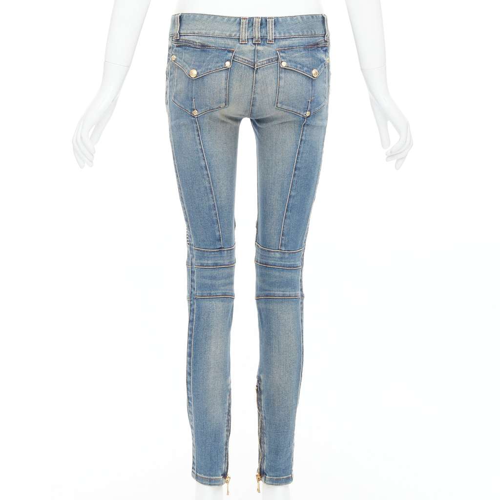 Balmain Ribbed Moto Jeans Blue Good - Box View