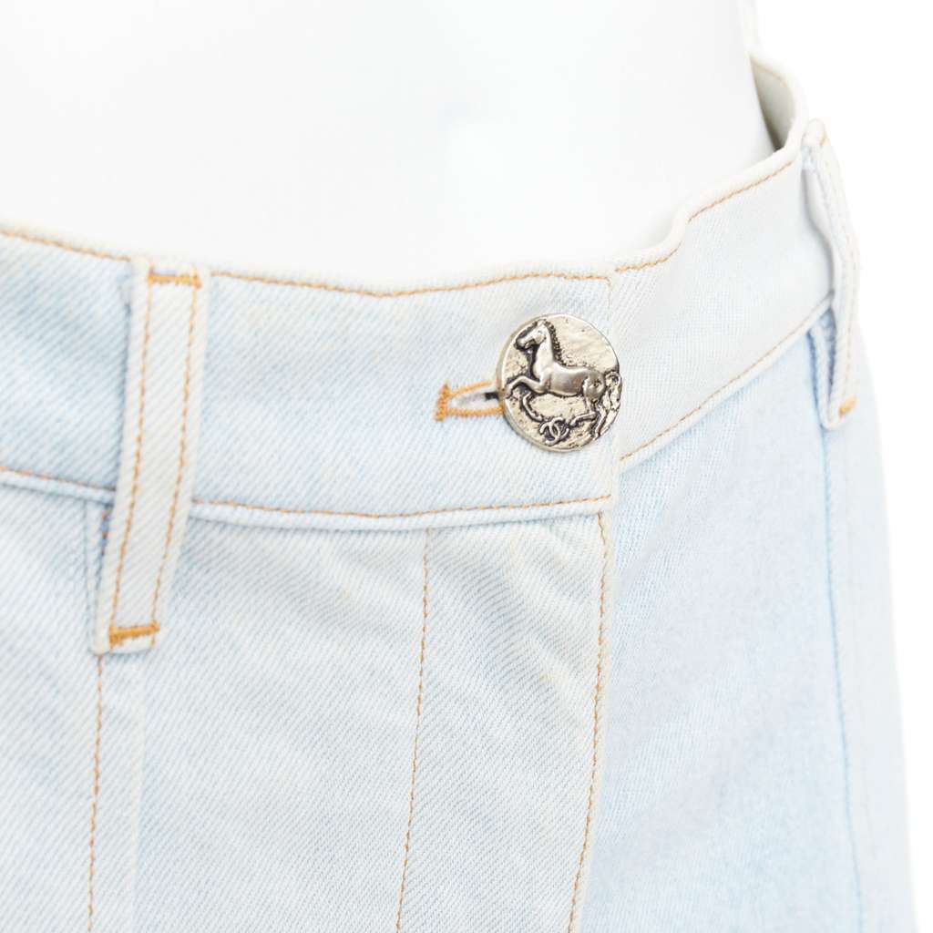 Chanel Denim Button Shorts Blue Fair - Back View