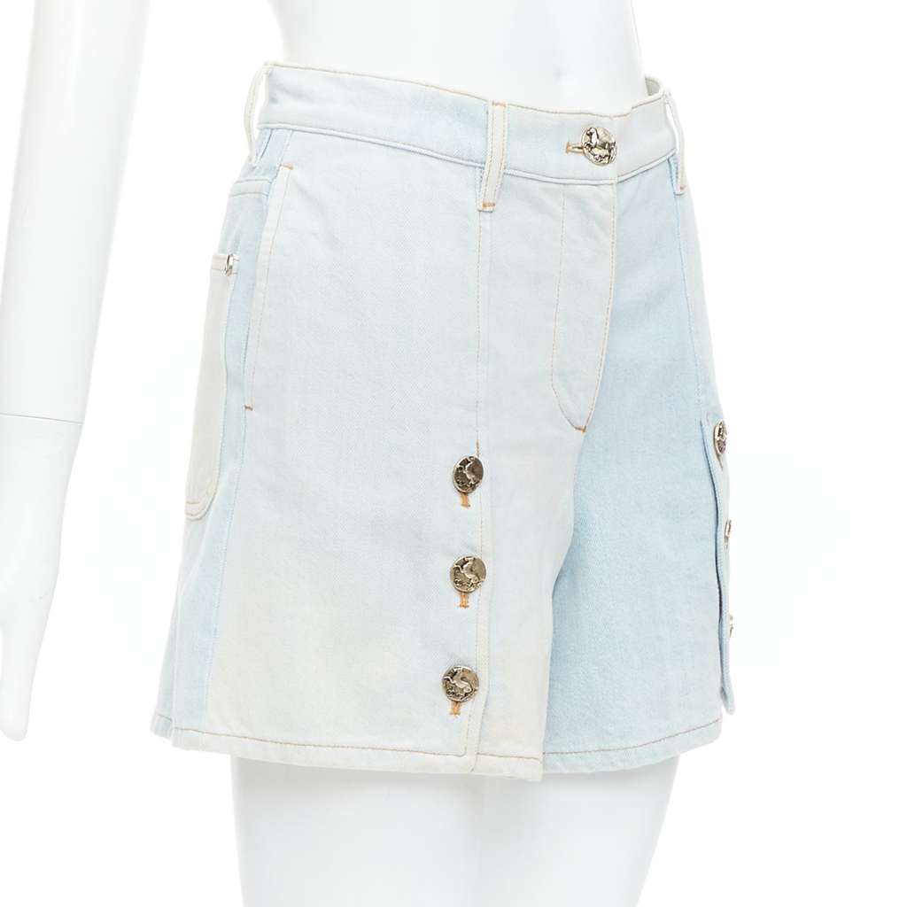 Chanel Denim Button Shorts Blue Fair - Inside View