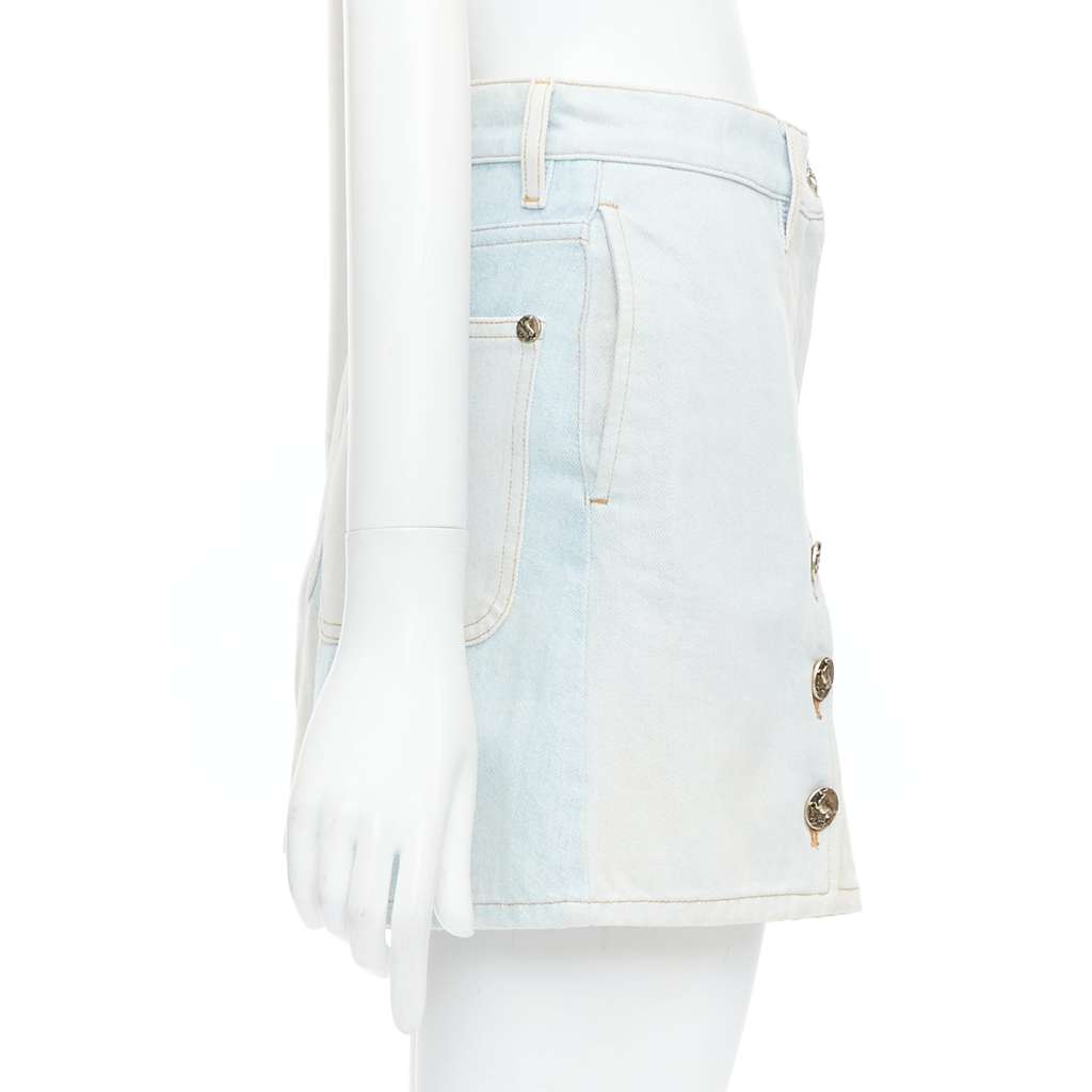 Chanel Denim Button Shorts Blue Fair - Model View