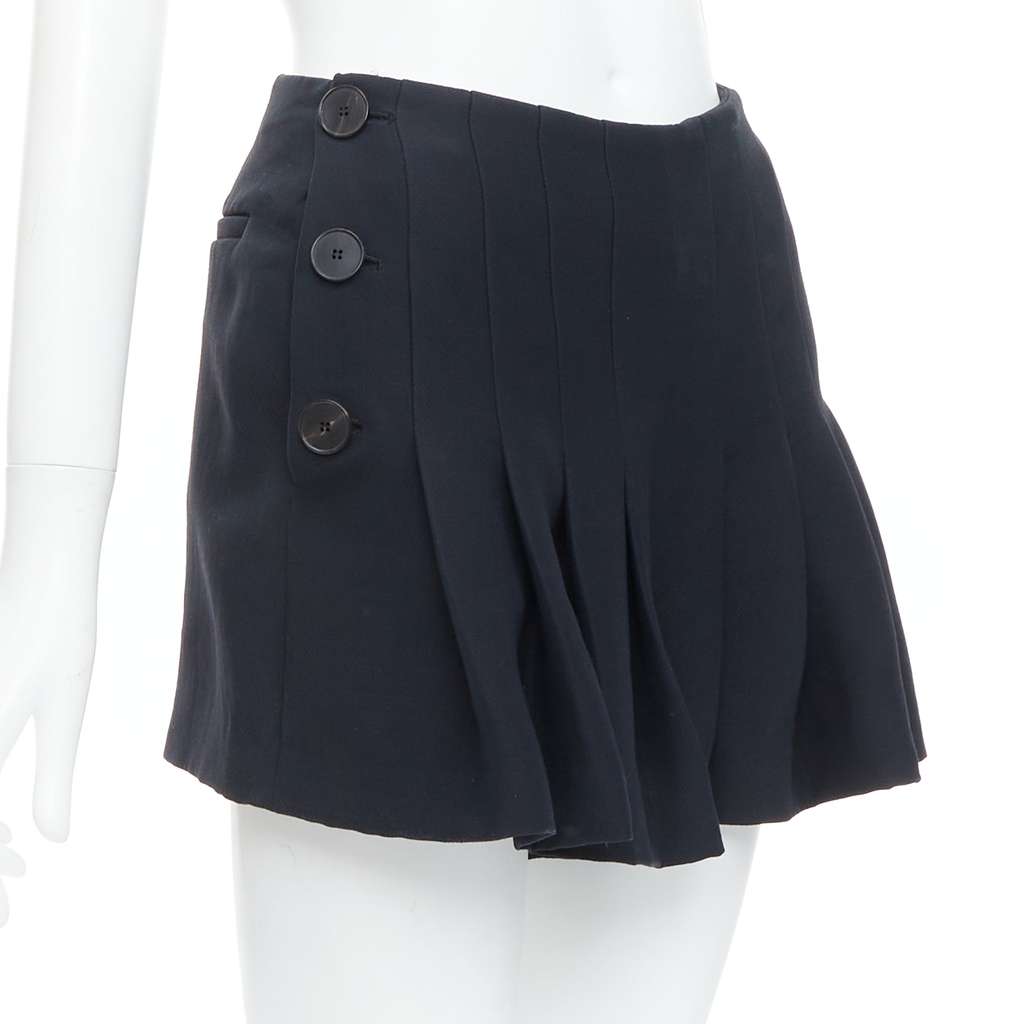 Dior Nautical Pleat Skirt Black Wool Very good - Front View