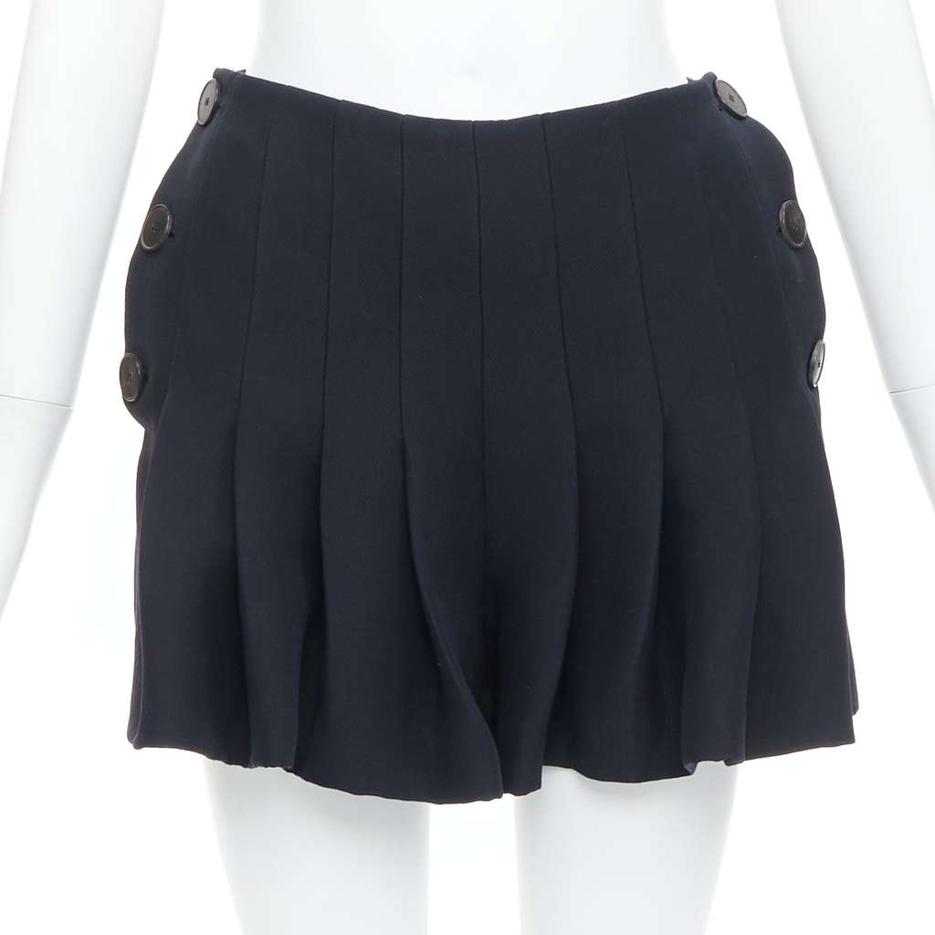 Dior Nautical Pleat Skirt Black Wool Very good - Back View