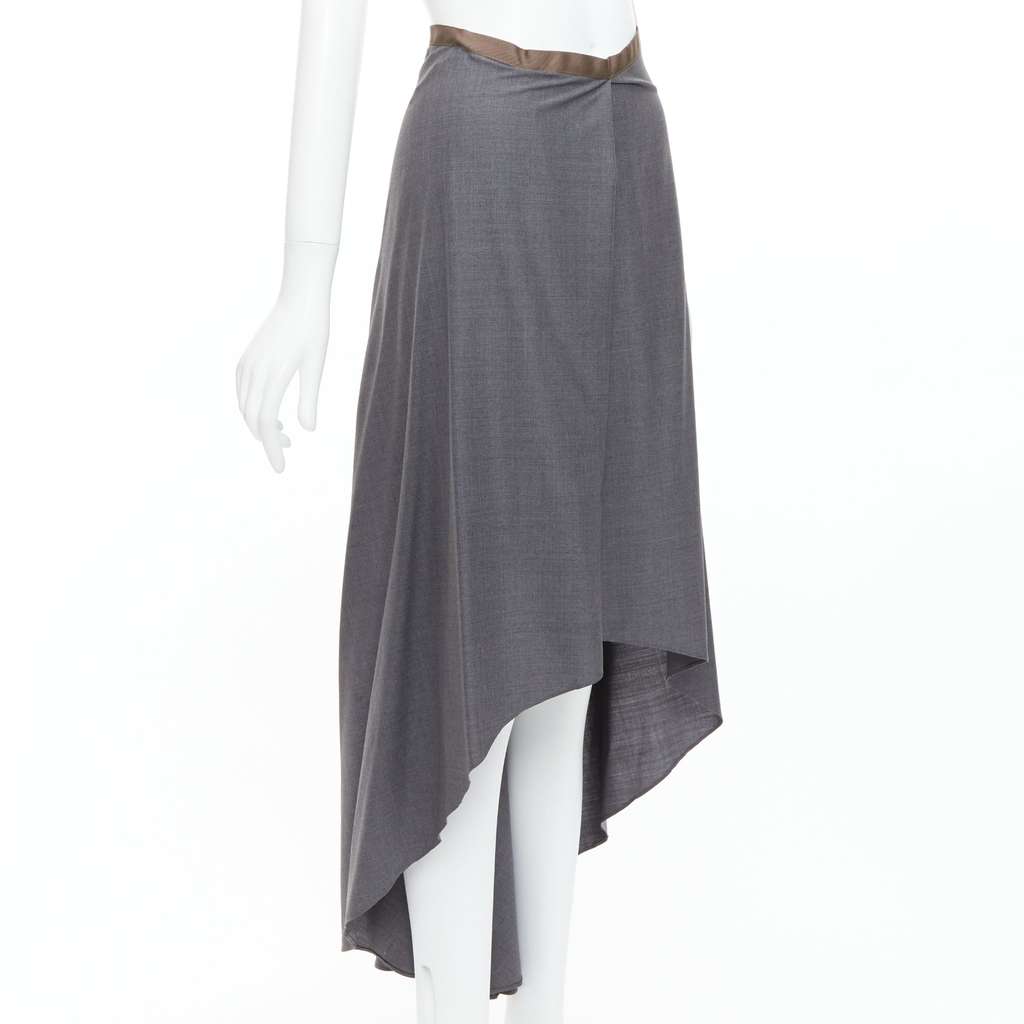 Brunello Cucinelli High Low Skirt Grey Wool Very good - Front View