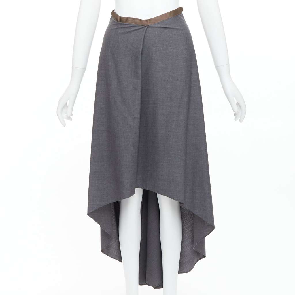 Brunello Cucinelli High Low Skirt Grey Wool Very good - Inside View