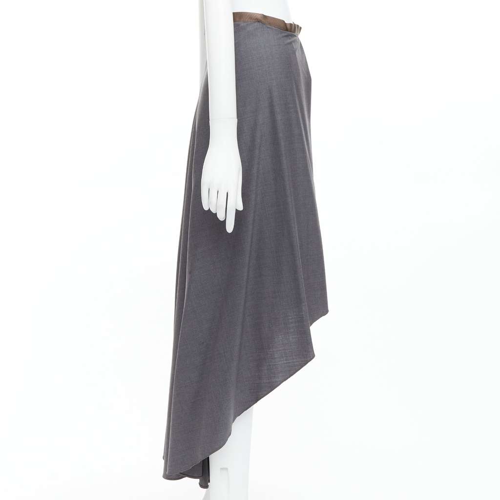 Brunello Cucinelli High Low Skirt Grey Wool Very good - Model View