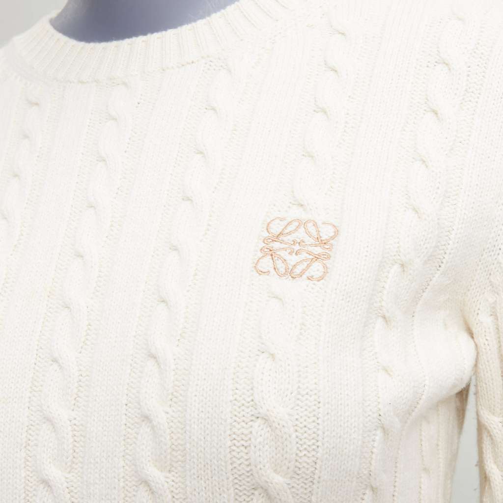 Loewe Cable Knit Sweater Beige Wool Good - Back View