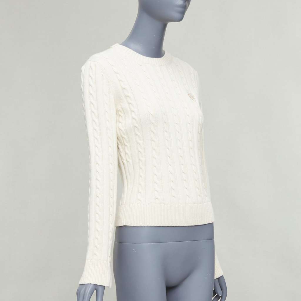 Loewe Cable Knit Sweater Beige Wool Good - Inside View