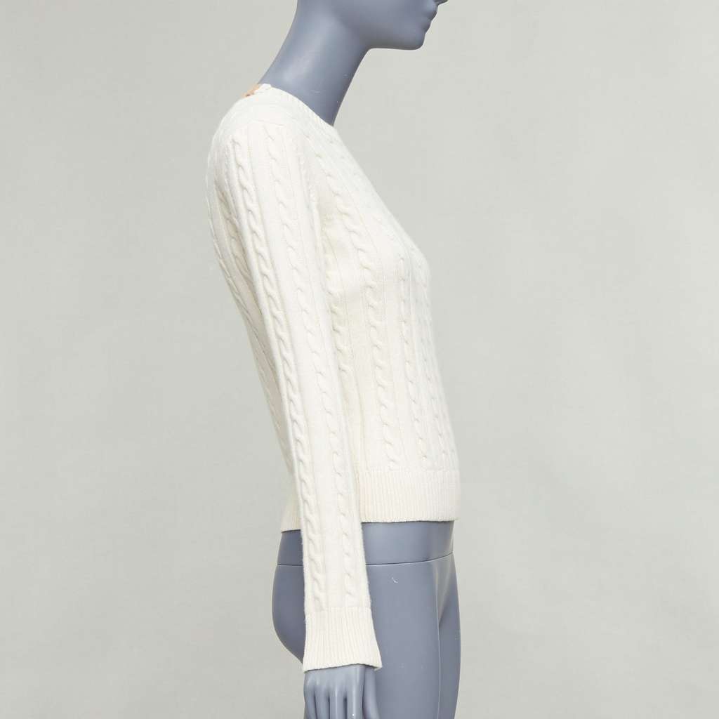 Loewe Cable Knit Sweater Beige Wool Good - Model View