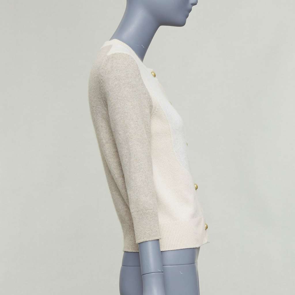 Chanel Colorblocked Cardigan Beige Cashmere Good - Box View