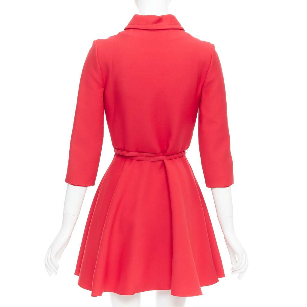Dior Half Zip Flare Dress Red Wool Very good - Box View