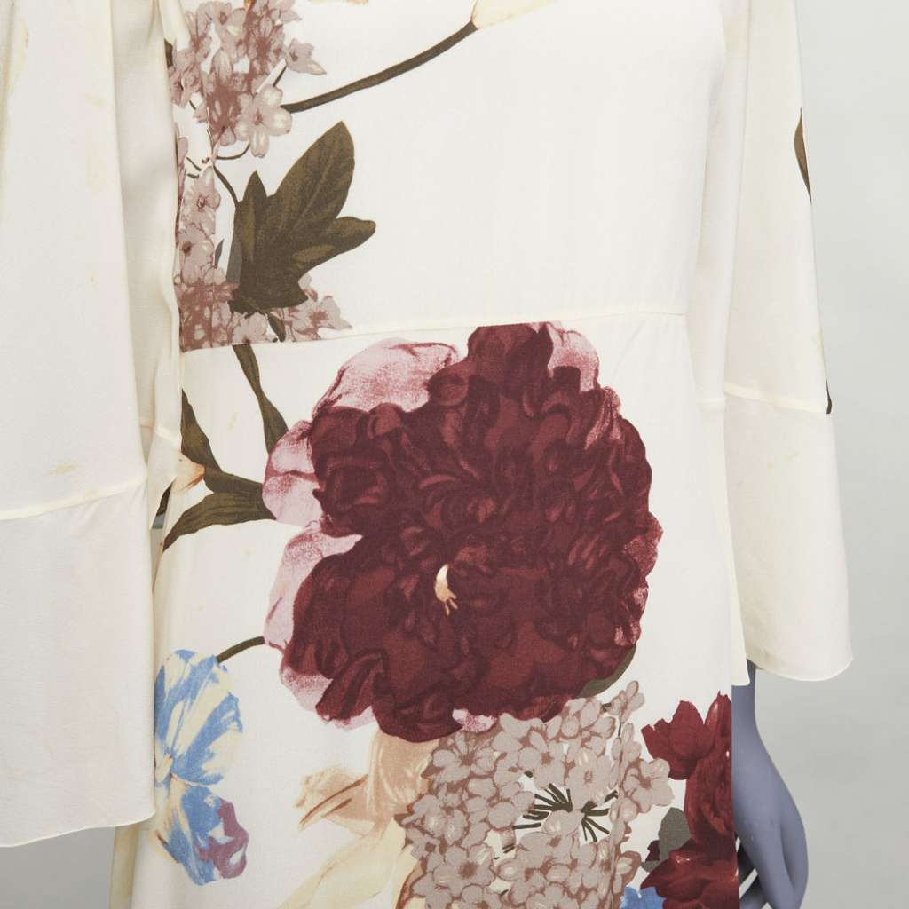 Valentino Cape Ruffle Dress Beige Silk Fair - Back View