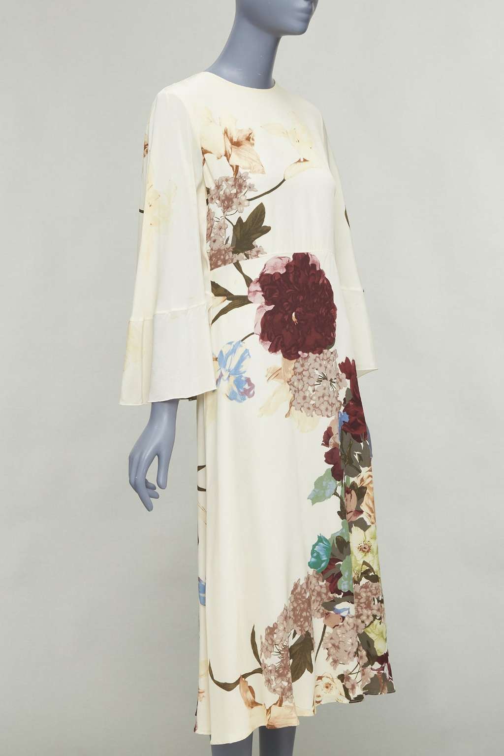 Valentino Cape Ruffle Dress Beige Silk Fair - Inside View