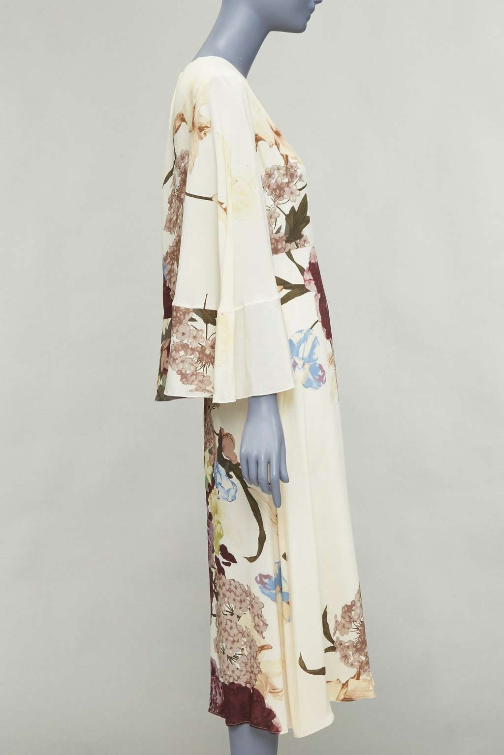 Valentino Cape Ruffle Dress Beige Silk Fair - Model View