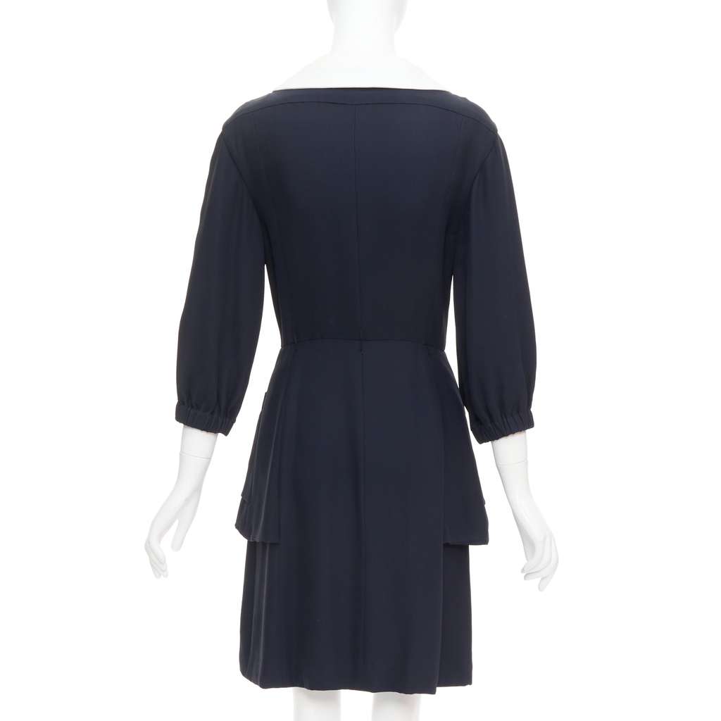 Chanel Collar Trompe Dress Black Silk Very good - Box View