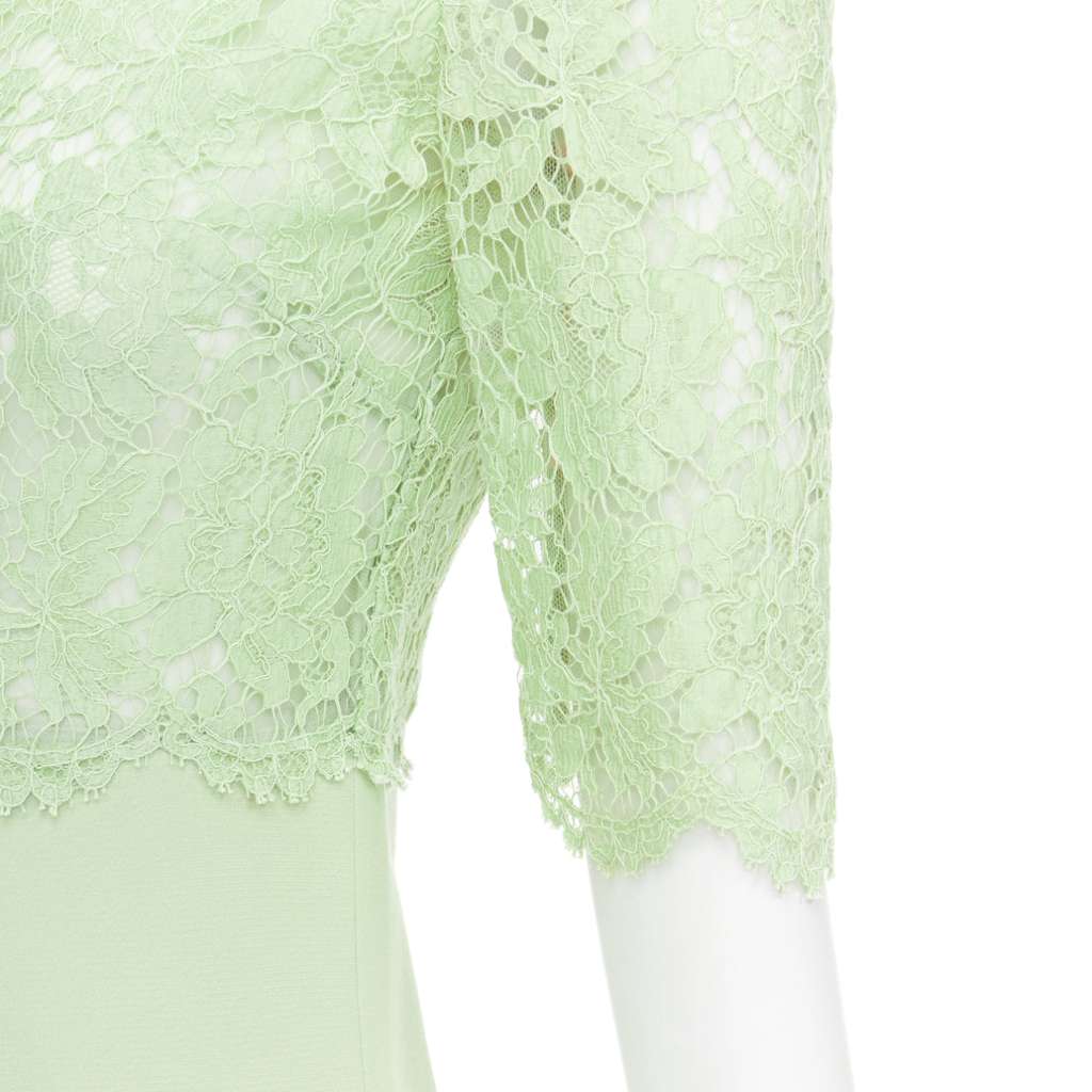 Valentino Garavani Lace Bodice Dress Green Cotton Good - Back View