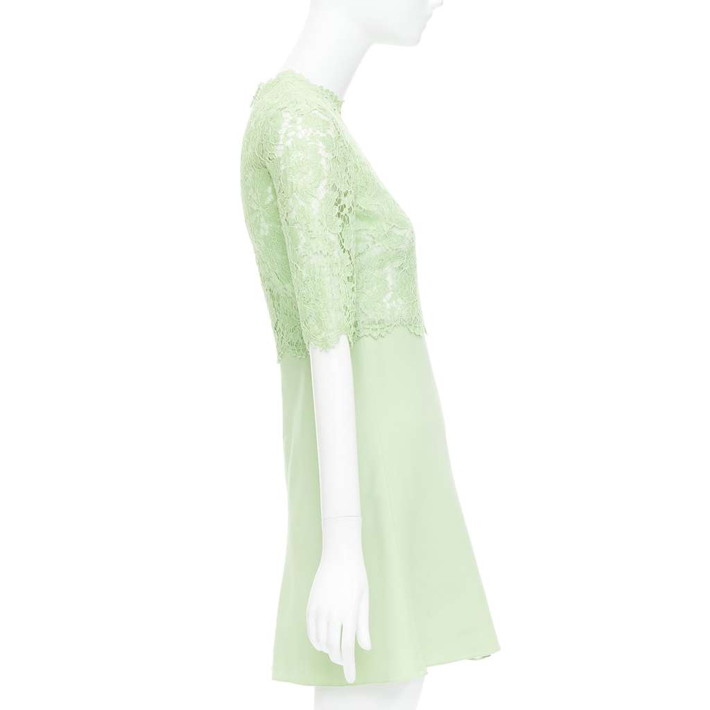 Valentino Garavani Lace Bodice Dress Green Cotton Good - Model View
