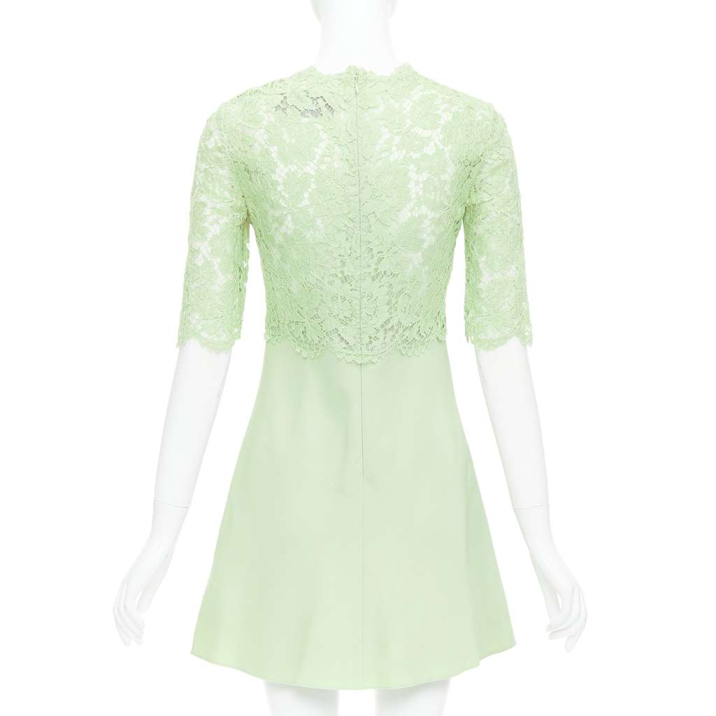 Valentino Garavani Lace Bodice Dress Green Cotton Good - Box View