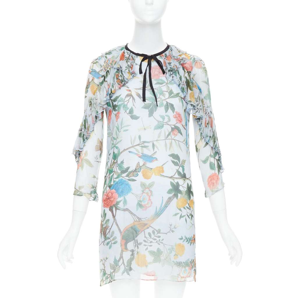 Gucci Tian Print Blue Silk Fair - Front View