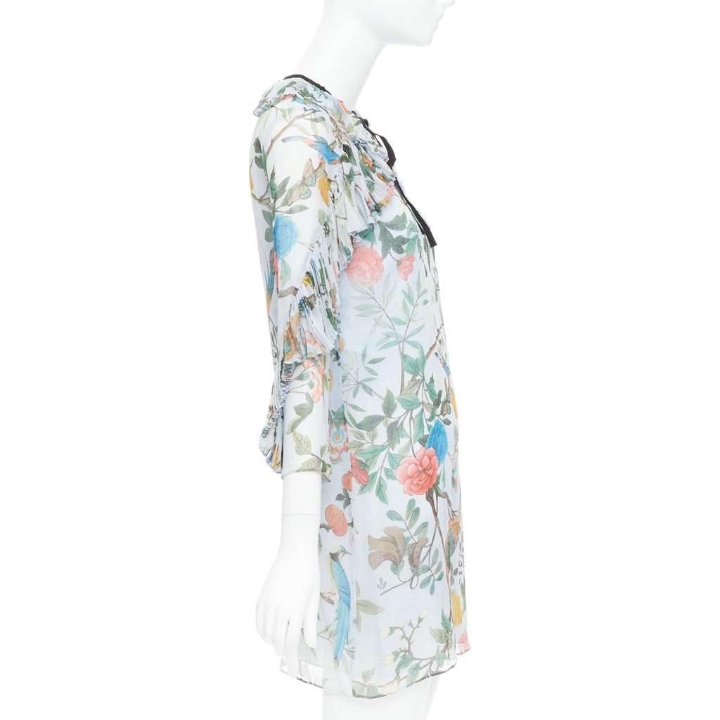 Gucci Tian Print Blue Silk Fair - Model View