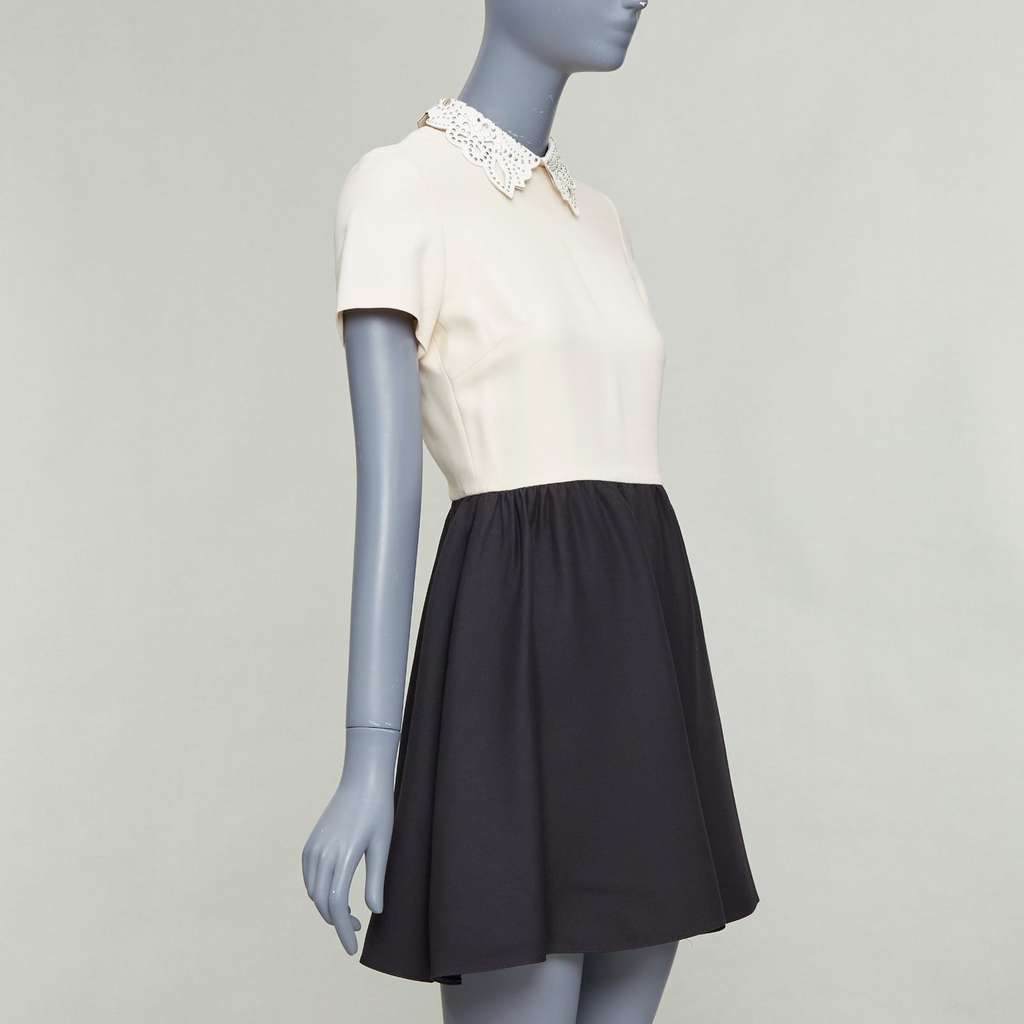 Valentino Studded Collar Dress Beige Wool Good - Inside View