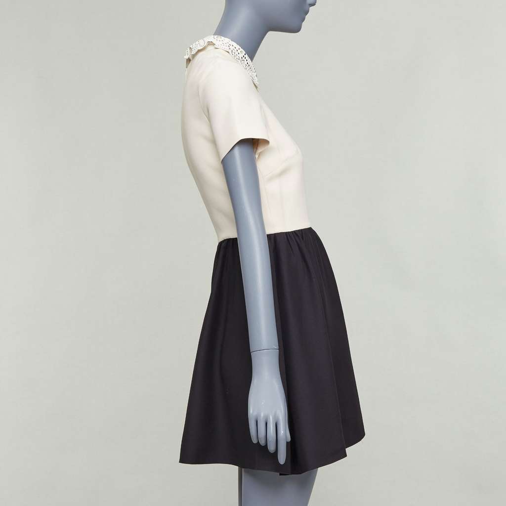 Valentino Studded Collar Dress Beige Wool Good - Model View