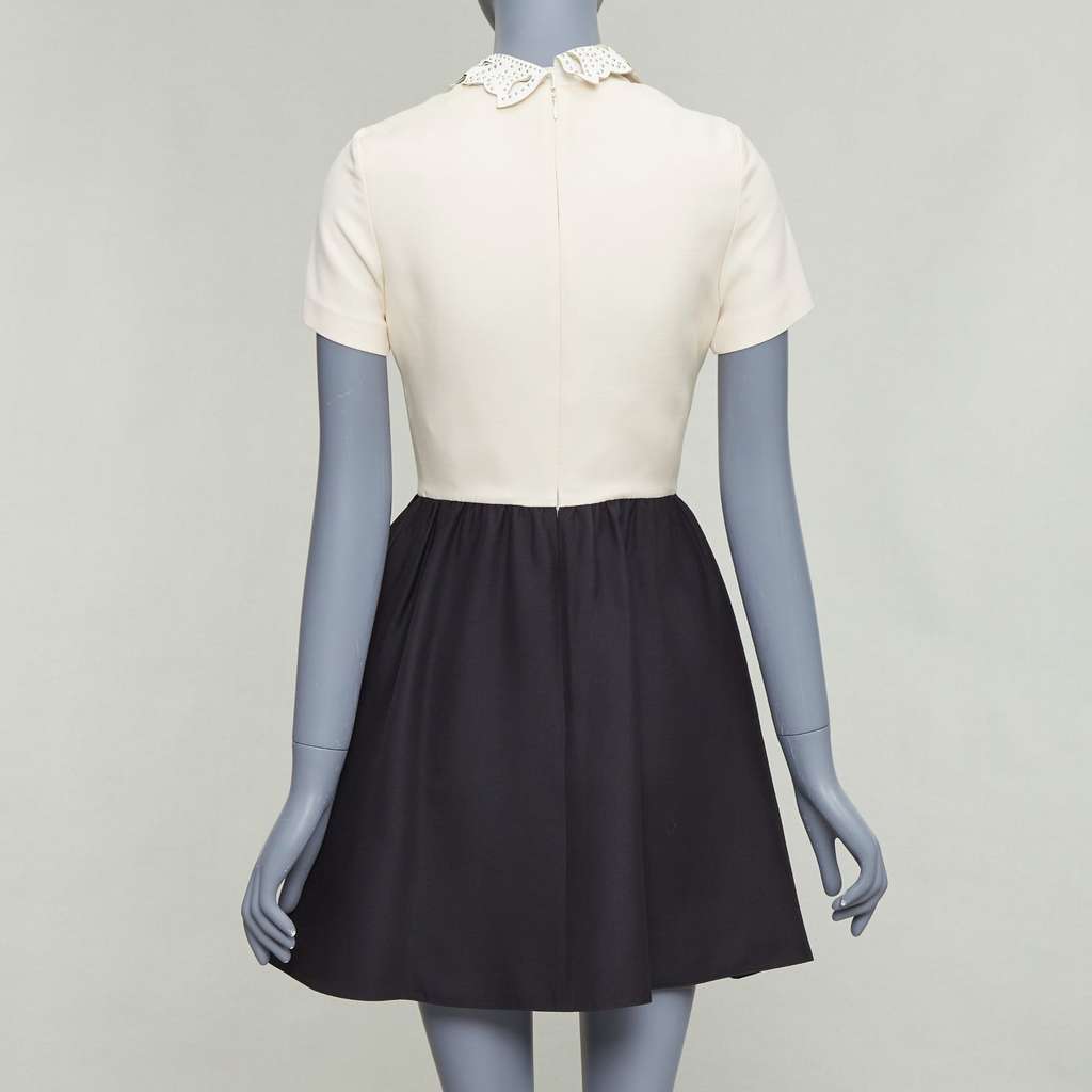 Valentino Studded Collar Dress Beige Wool Good - Box View