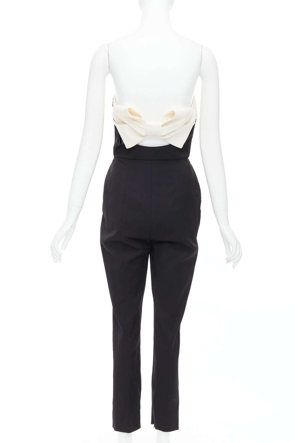 Valentino Bow Strapless Jumpsuit Black Wool Good - Front View