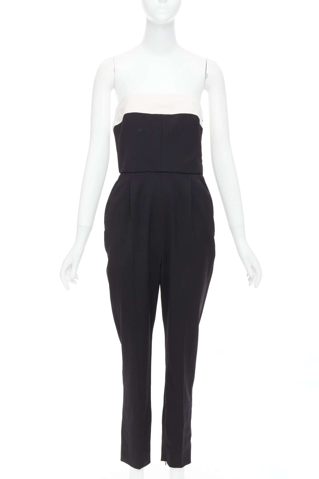 Valentino Bow Strapless Jumpsuit Black Wool Good - Back View