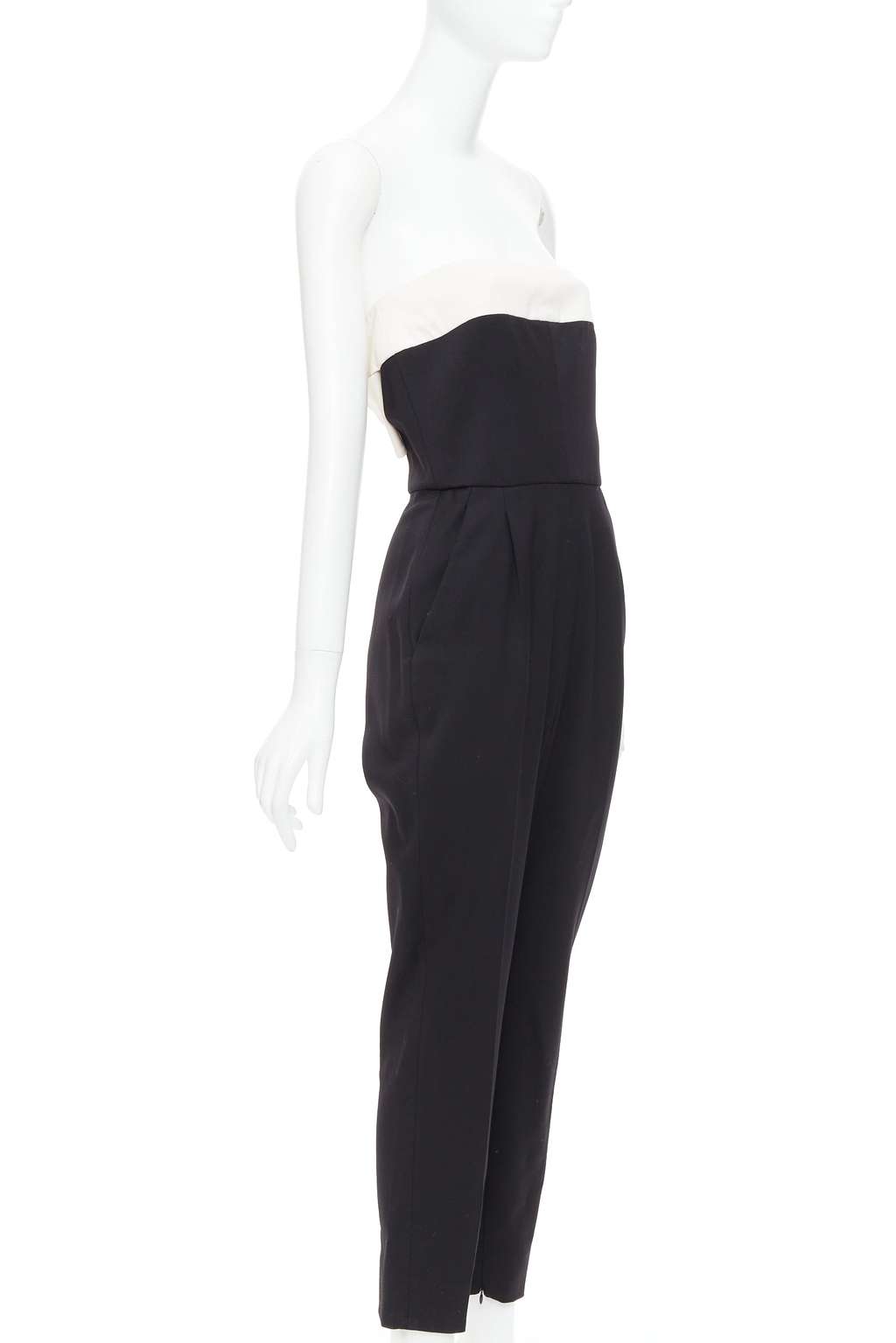 Valentino Bow Strapless Jumpsuit Black Wool Good - Inside View