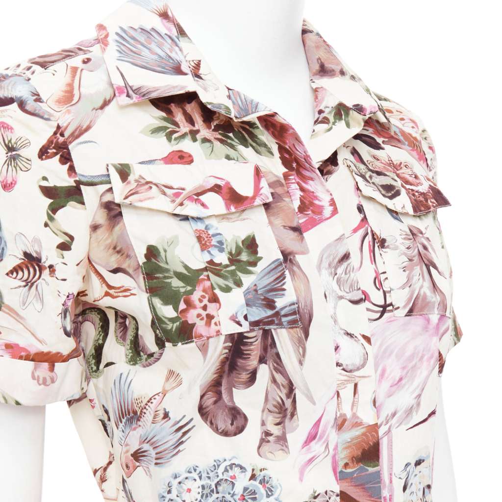 Valentino Garavani Animal Safari Dress Beige Silk Fair condition - Back View