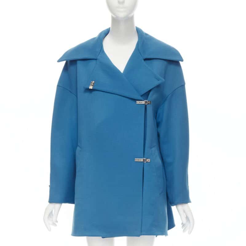 Claude Montana Blue Oversized Wool Coat Blue Wool Very good - Front View